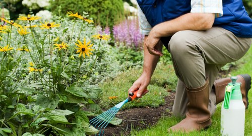 Gardener handing a free, no-obligation quote to a customer in Hornsey